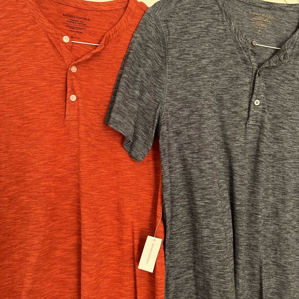 Banana Republic NEW W/tags 2 shirts! eco premium wash short sleeve henley